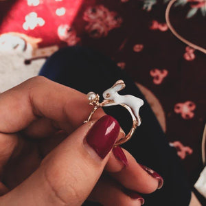Bague dorée lapin blanc - Le Petit Fermier