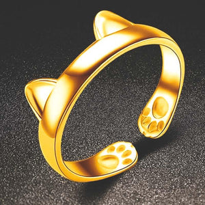 Bague dorée oreille de chat - Le Petit Fermier