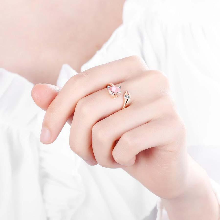 Bague le renard de cristal en argent véritable - Le Petit Fermier