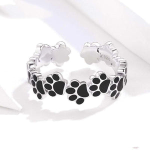 Bague patte de chat noire en argent véritable - Le Petit Fermier