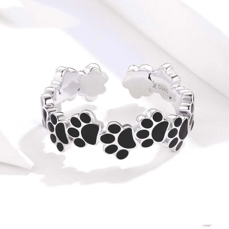 Bague patte de chat noire en argent véritable - Le Petit Fermier
