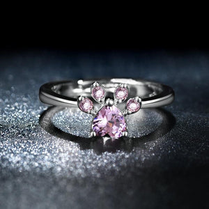 Bague patte de chien argenté en quartz rose - Le Petit Fermier