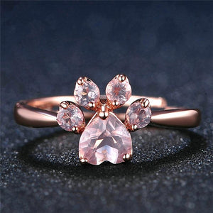 Bague patte de chien rose gold et quartz rose - Le Petit Fermier