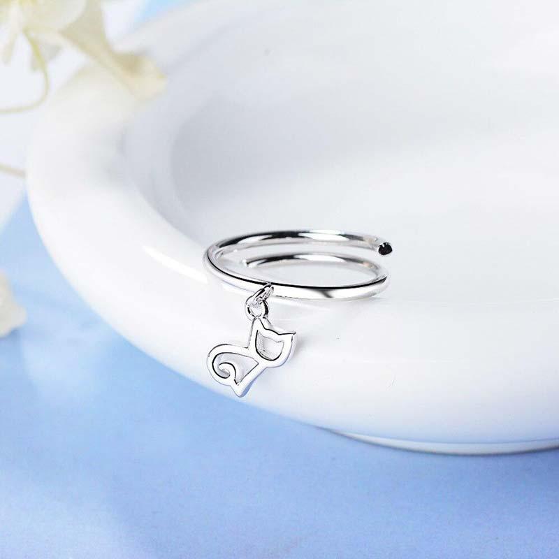 Bague redimensionnable petit chat en argent 925 - Le Petit Fermier
