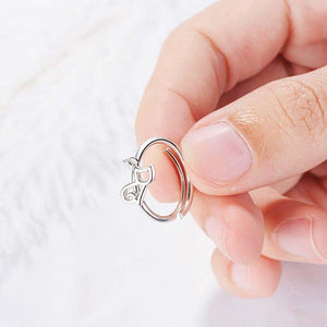 Bague redimensionnable petit chat en argent 925 - Le Petit Fermier
