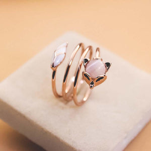 Bague renard et pierre de lune rose - Le Petit Fermier