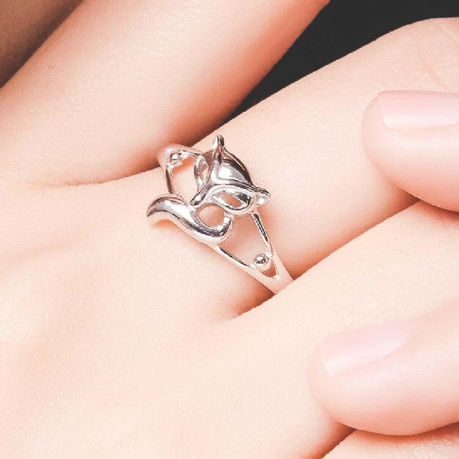 Bague tête de renard en argent véritable - Le Petit Fermier
