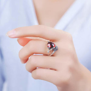 Bague tête de renard rouge en argent véritable - Le Petit Fermier