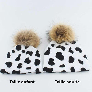 Bonnet vache avec pompon - Le Petit Fermier