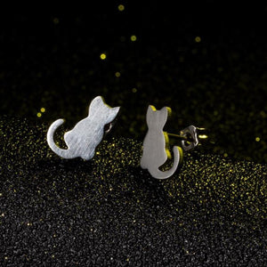 Boucles d'oreilles chat argent - Le Petit Fermier