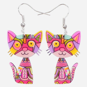 Boucles d'oreilles chat en acrylique - Le Petit Fermier
