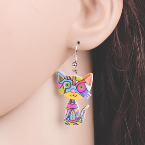 Boucles d'oreilles chat en acrylique - Le Petit Fermier