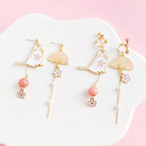 Boucles d'oreilles chat japonais - Le Petit Fermier
