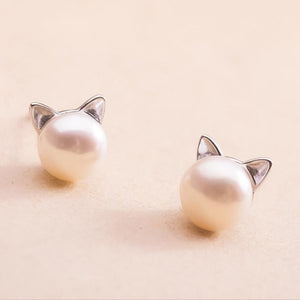 Boucles d'oreilles chat perle - Le Petit Fermier