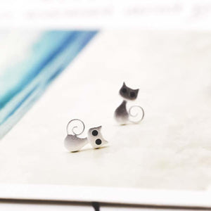 Boucles d'oreilles chaton en argent - Le Petit Fermier
