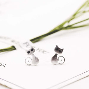 Boucles d'oreilles chaton en argent - Le Petit Fermier