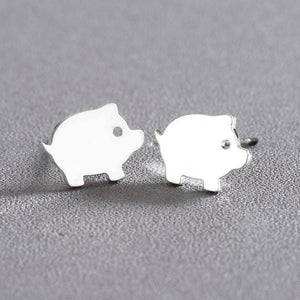 Boucles d'oreilles cochon argentées - Le Petit Fermier