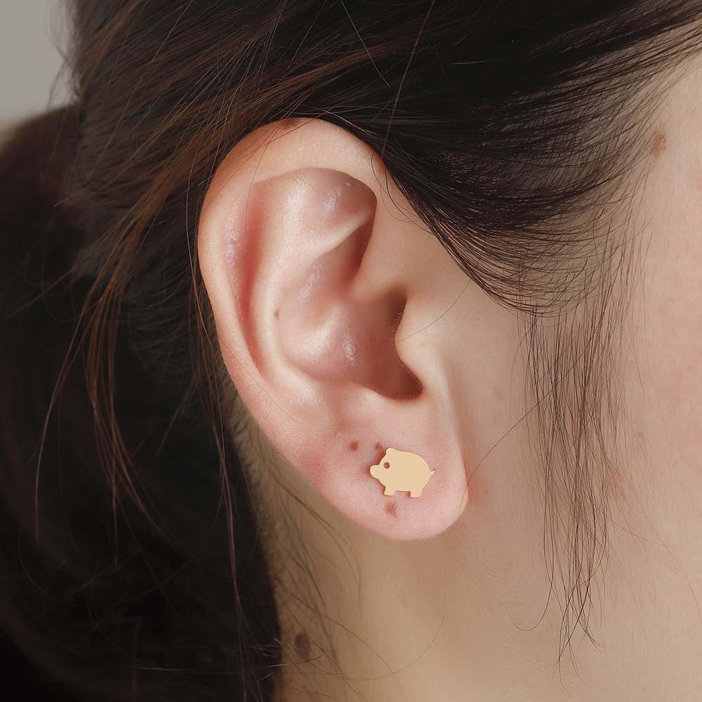 Boucles d'oreilles cochon dorées - Le Petit Fermier