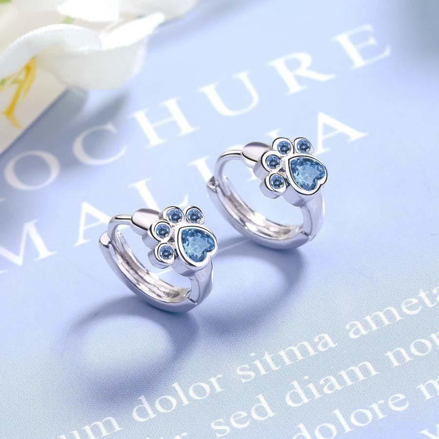 Boucles d'oreilles pattes de chat cristal en argent - Le Petit Fermier