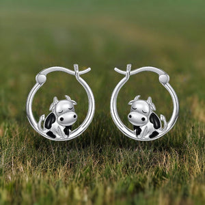Boucles d'oreilles ronde et ses vaches - Le Petit Fermier