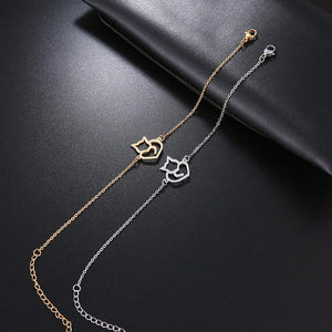 Bracelet chaton coeur argenté - Le Petit Fermier