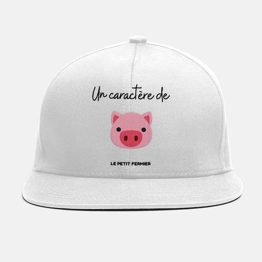 Casquette blanche un caractère de cochon - Le Petit Fermier