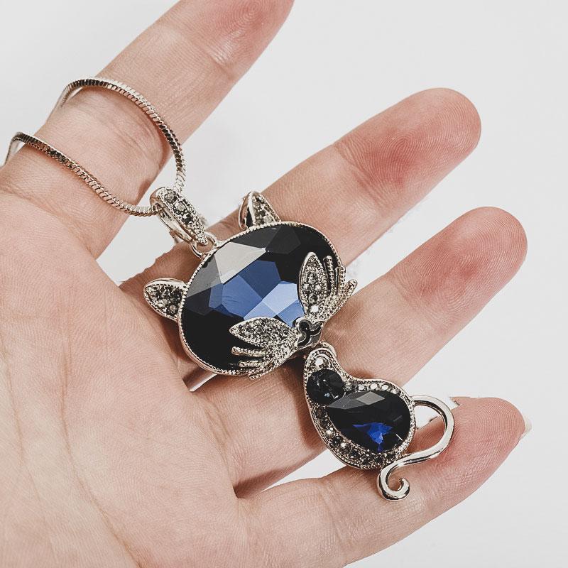 Collier chat en cristal bleu - Le Petit Fermier