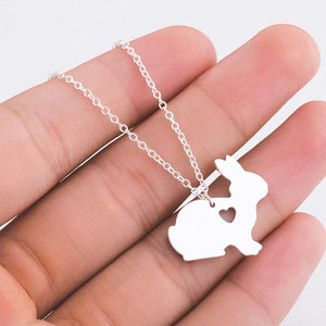 Collier lapin petit cœur argenté - Le Petit Fermier
