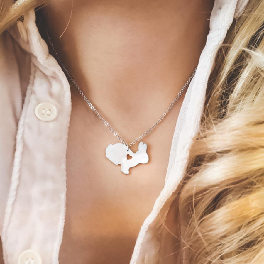 Collier lapin petit cœur argenté - Le Petit Fermier