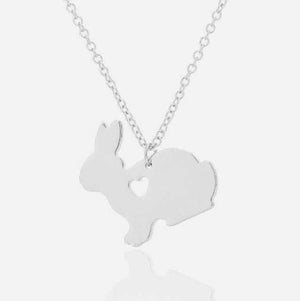 Collier lapin petit cœur argenté - Le Petit Fermier