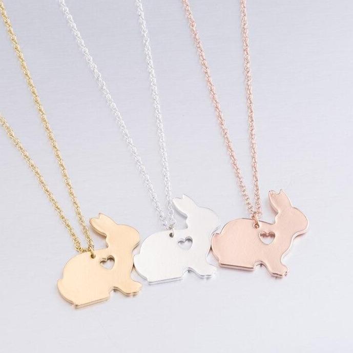 Collier lapin petit cœur doré - Le Petit Fermier