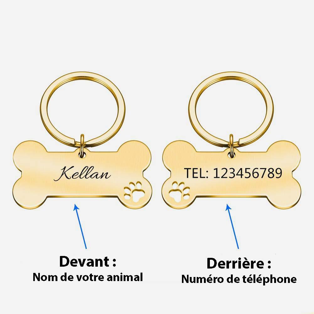 Collier personnalisable os doré pour chien - Le Petit Fermier