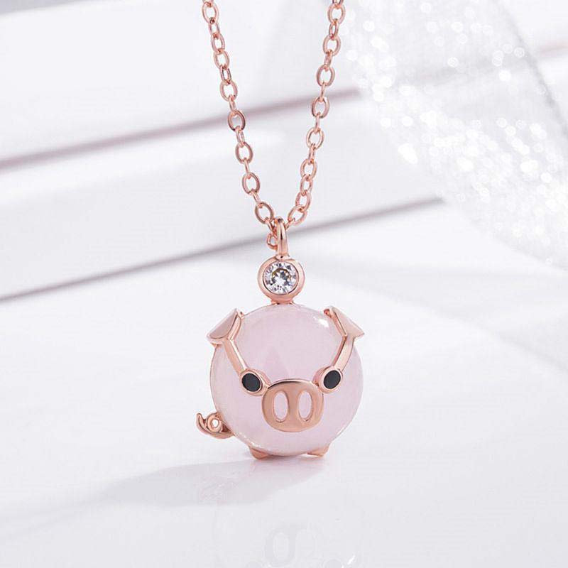 Collier rose gold cochon petit cristal - Le Petit Fermier