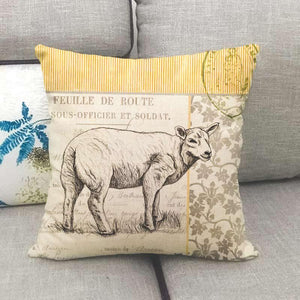 Housse de coussin brebis en lin et coton - Le Petit Fermier