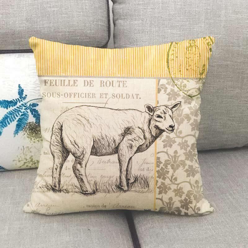 Housse de coussin brebis en lin et coton - Le Petit Fermier