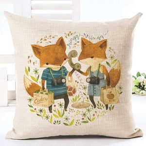 Housse de coussin couple de renards - Le Petit Fermier