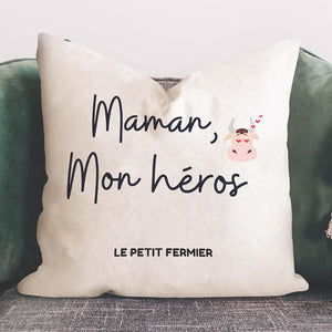 Housse de coussin maman mon héros - Le Petit Fermier