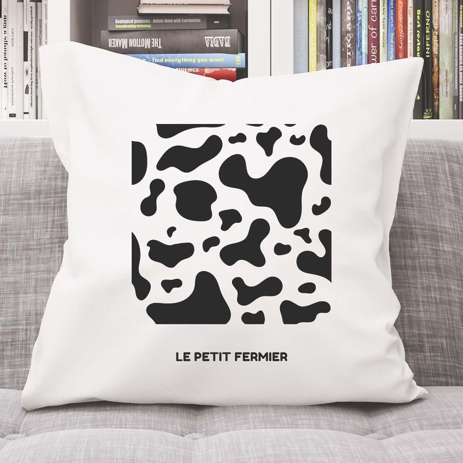 Housse de coussin motif vache - Le Petit Fermier