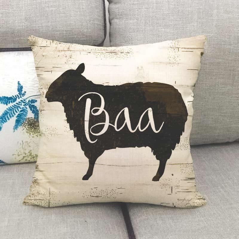 Housse de coussin mouton Baa en coton et lin - Le Petit Fermier