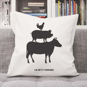 Housse de coussin Poule, Vache, Cochon - Le Petit Fermier