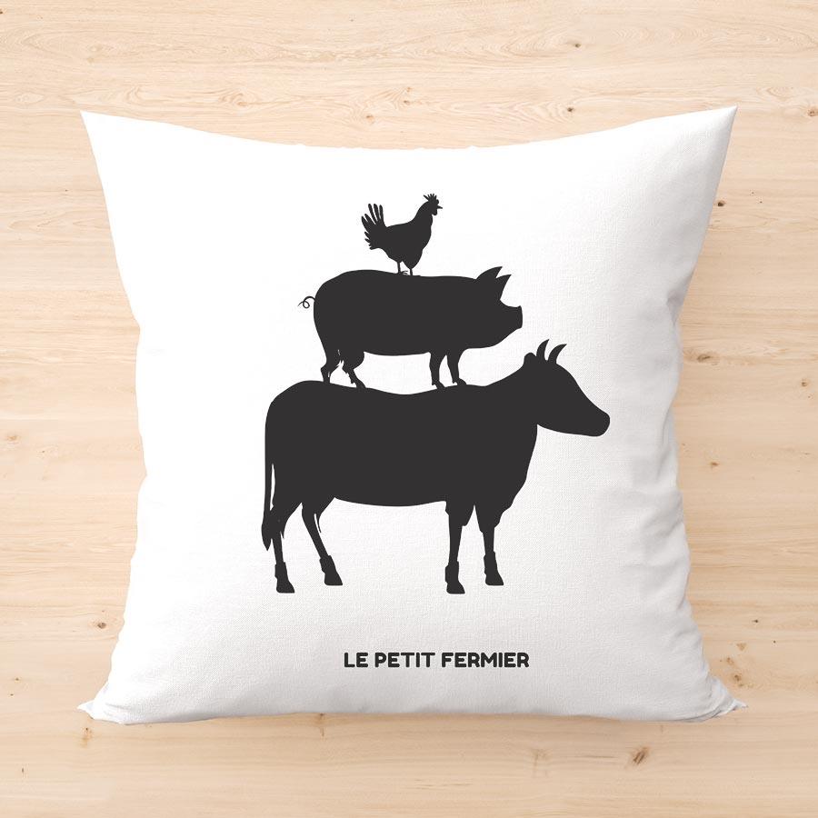 Housse de coussin Poule, Vache, Cochon - Le Petit Fermier