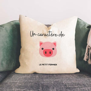 Housse de coussin un caractère de cochon - Le Petit Fermier