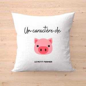 Housse de coussin un caractère de cochon - Le Petit Fermier