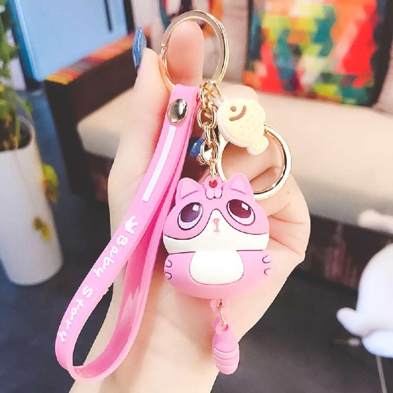 Porte-clé chat rose kawaii - Le Petit Fermier