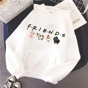 Sweat à capuche blanc FRIENDS - Le Petit Fermier