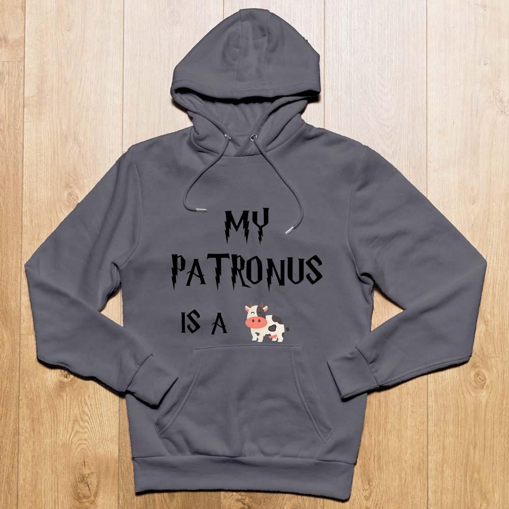 Sweat à capuche gris my patronus is a cow - Le Petit Fermier