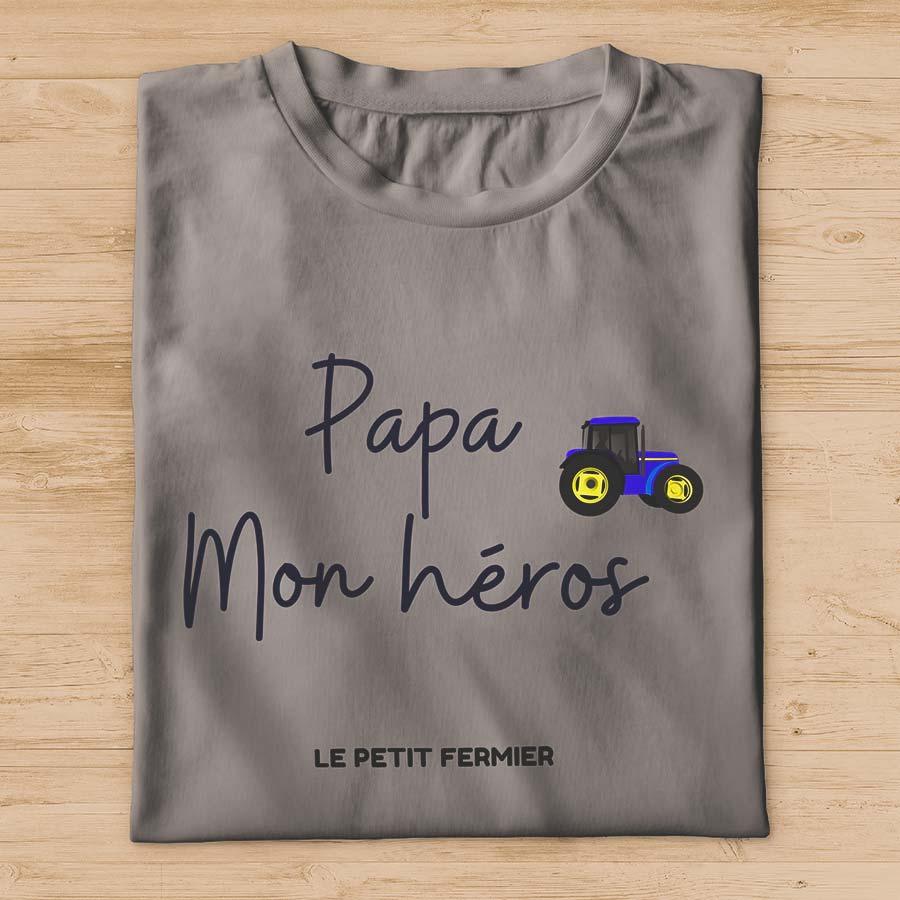 T-shirt papa mon héros - Le Petit Fermier