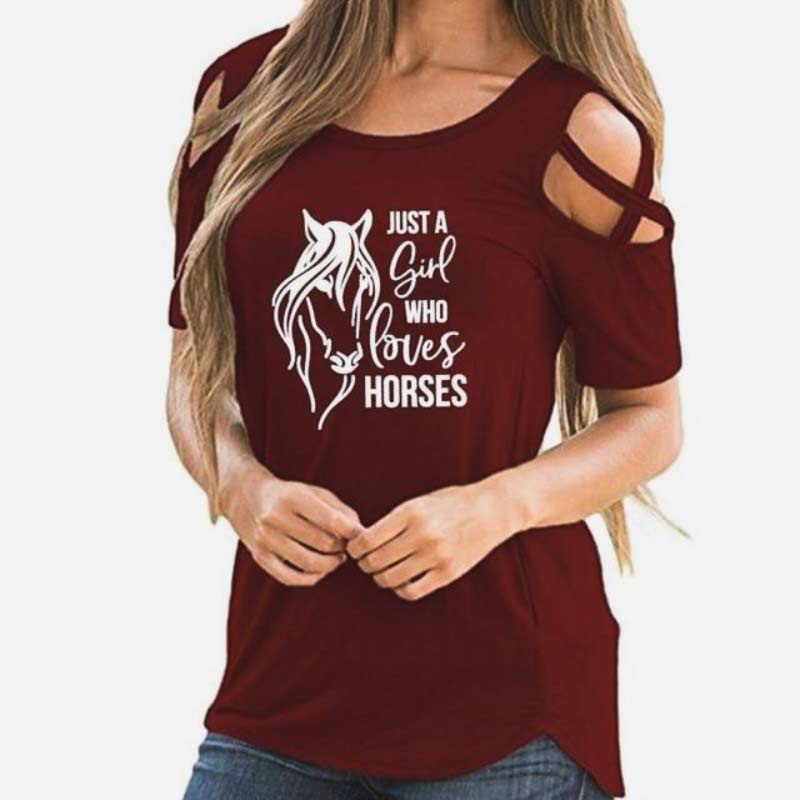 T-shirt tendance JUSTE A GIRL WHO LOVES HORSES - Le Petit Fermier