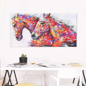Tableau mural cheval peinture à huile - Le Petit Fermier