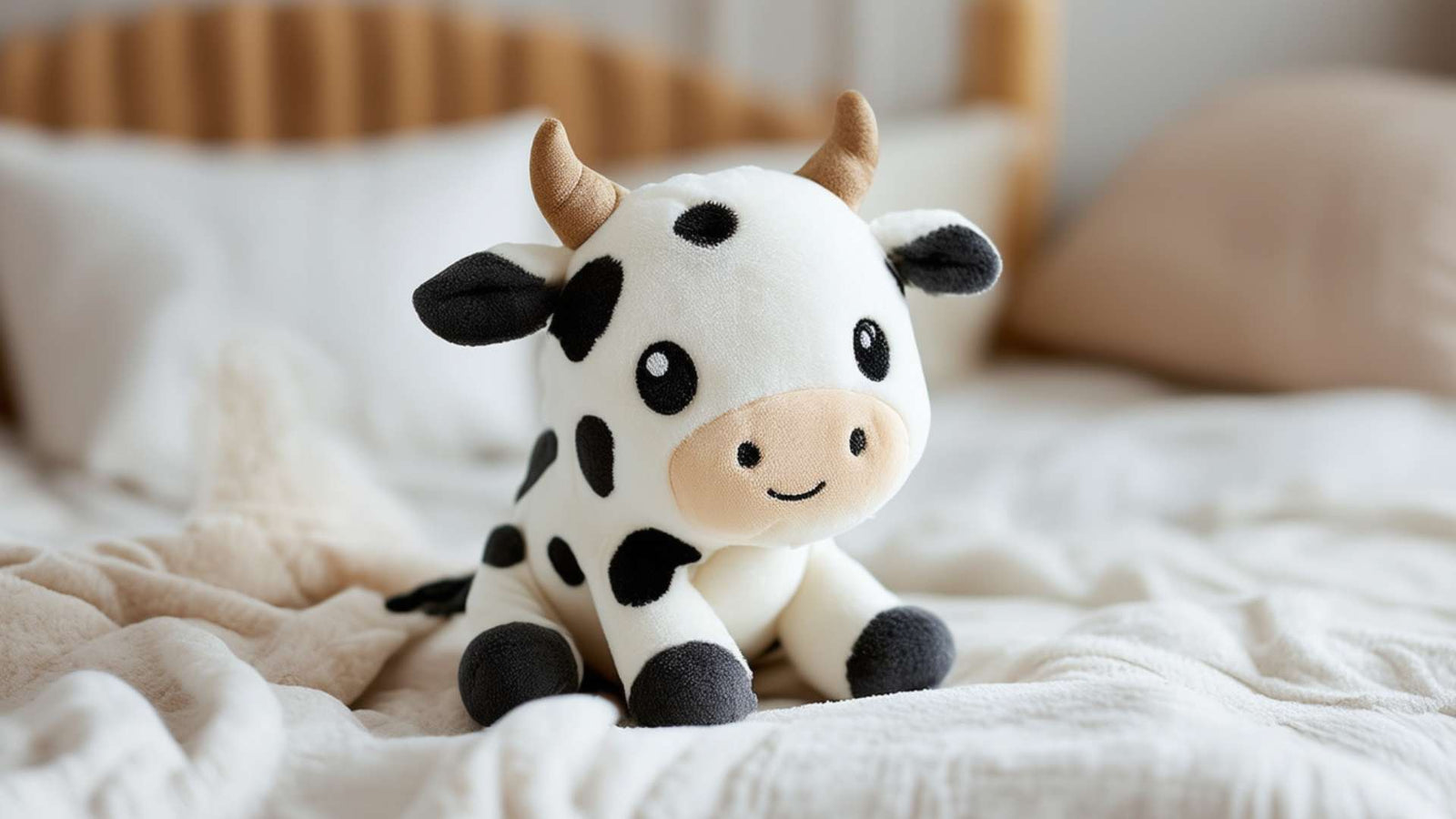 Le doudou plat vache sur le lit